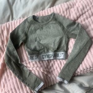 Gymshark Seamless Green Long Sleeve Crop Top